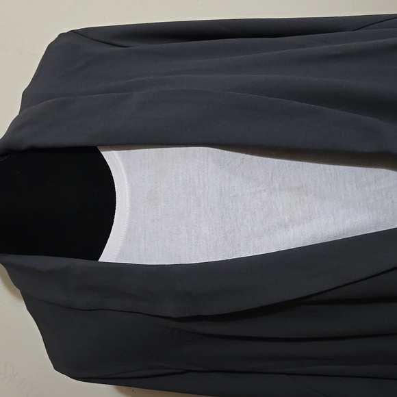 C23 Dark Gray Boyfriend Collared Blazer Plus Size 3 Open Front 3/4 Sleeve Pocket - Picture 2 of 10